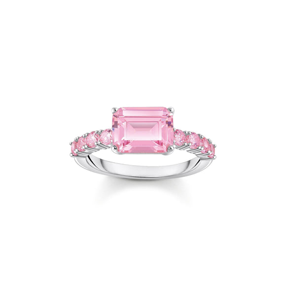 THOMAS SABO Solitaire Ring with Pink Zirconia Stones TR2451P