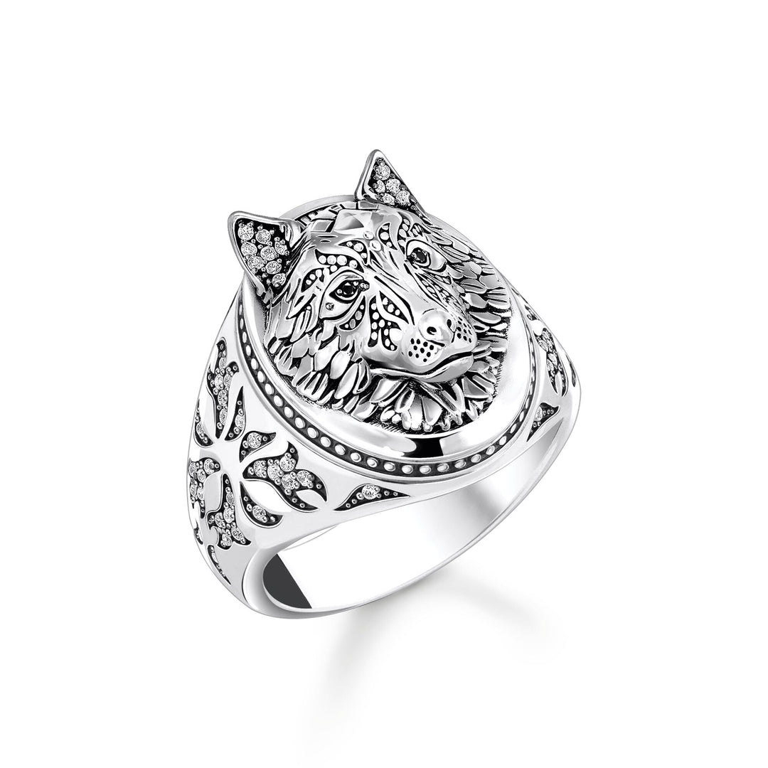 THOMAS SABO Rebel Wolf Signet Ring TR2452