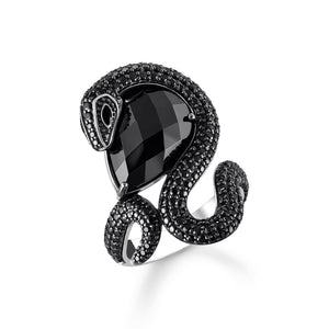 THOMAS SABO Snake ring with drop-shaped black zirconia TR2469B