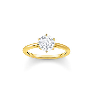 THOMAS SABO Ring with white zirconia in brilliant cut gold TR2474Y