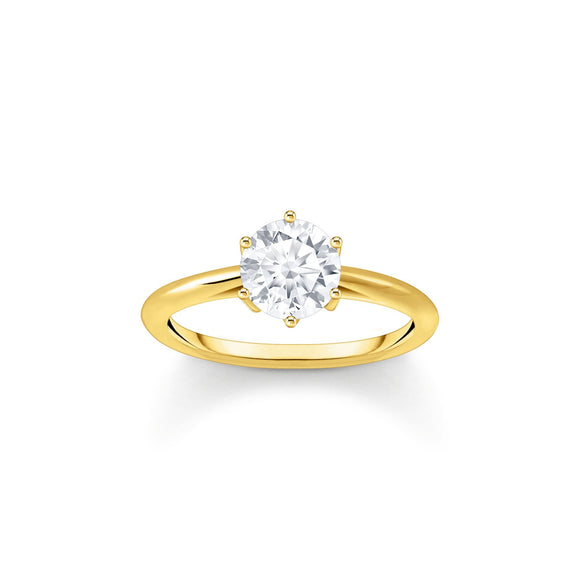 THOMAS SABO Ring with white zirconia in brilliant cut gold TR2474Y