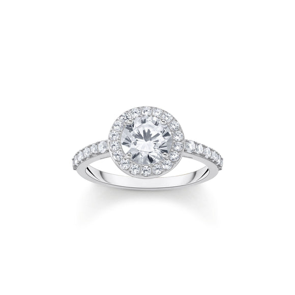 THOMAS SABO Halo ring with white zirconia in brilliant cut TR2475