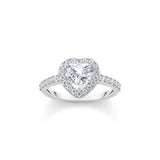 THOMAS SABO Halo ring with white, heart-shaped zirconia TR2477