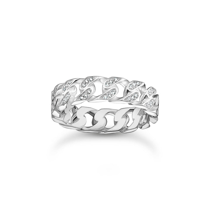 THOMAS SABO Slim ring with chain links and white stones
