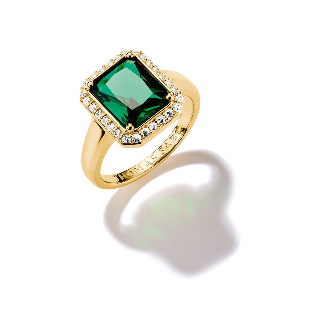 THOMAS SABO Ring with Green Octagon Stone TR2508GY