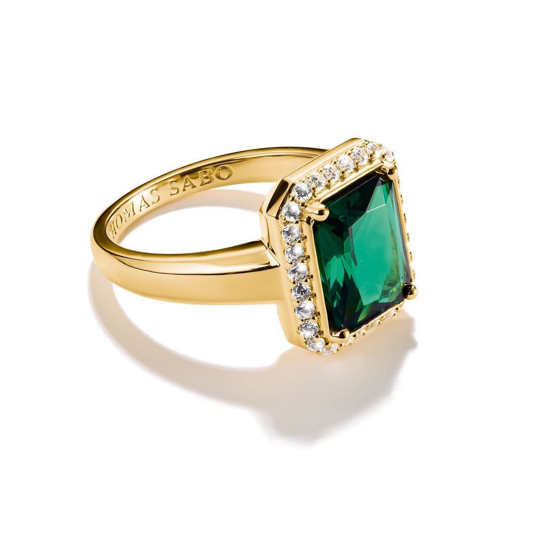 THOMAS SABO Ring with Green Octagon Stone TR2508GY