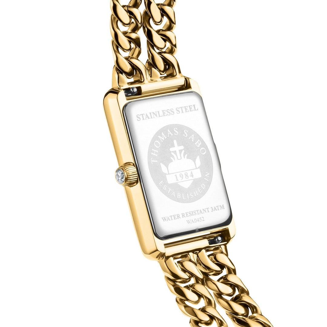 THOMAS SABO Ladies Rectangular Gold Watch with Black Dial TWA0452