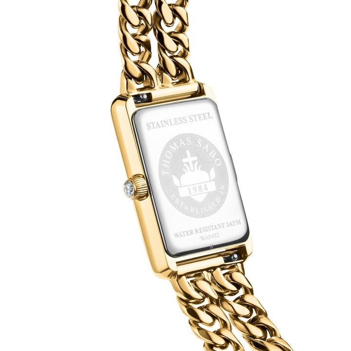 THOMAS SABO Ladies Rectangular Gold Watch with Black Dial TWA0452
