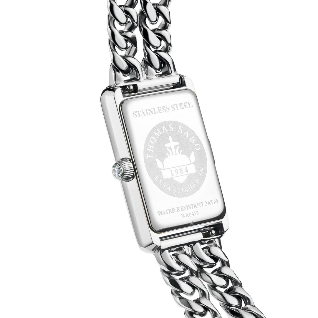 THOMAS SABO Ladies Rectangular Silver Watch with Black Dial TWA0453