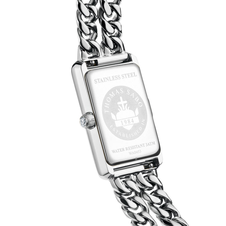 THOMAS SABO Ladies Rectangular Silver Watch with Black Dial TWA0453