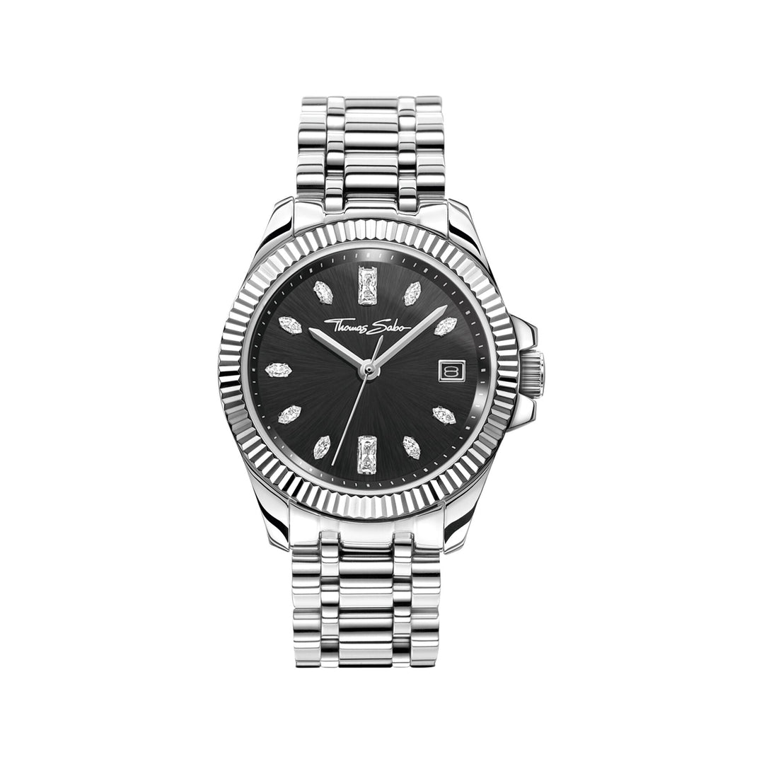 THOMAS SABO Women's Watch Divine Silver with Black Dial and Zirconia Stones TWA0406