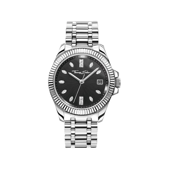 THOMAS SABO Women's Watch Divine Silver with Black Dial and Zirconia Stones TWA0406