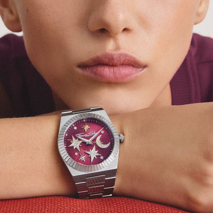Thomas Sabo Women's Moon and Stars Watch with Burgundy Dial TWA0466