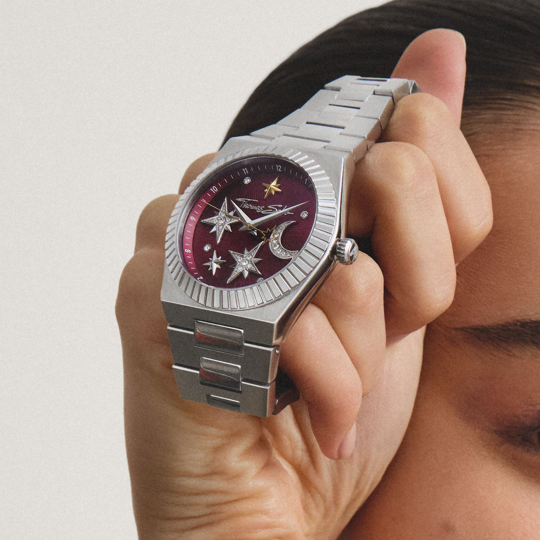 Thomas Sabo Women's Moon and Stars Watch with Burgundy Dial TWA0466