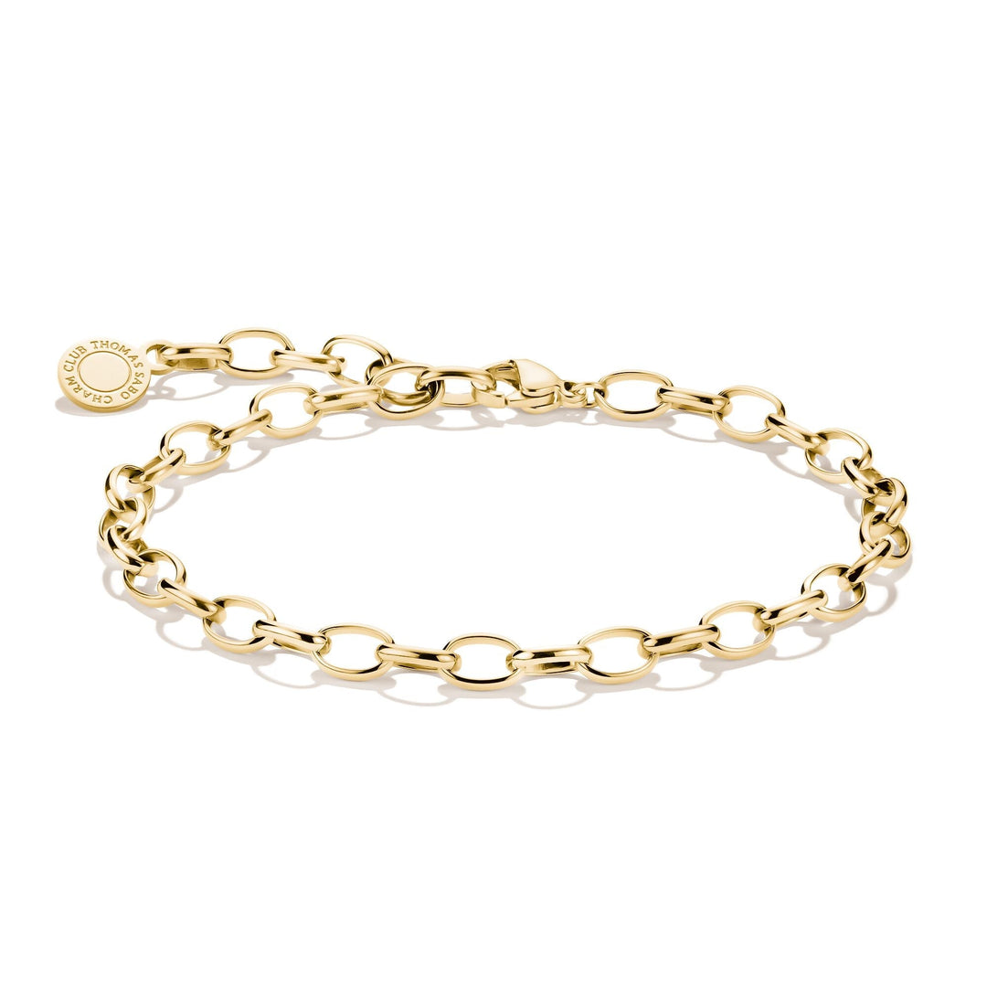 Thomas Sabo Gold-Tone Stainless Steel Charm Club Anchor Chain Bracelet TX0163SY