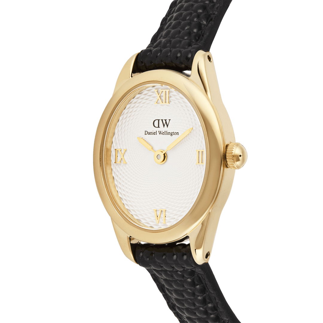 Daniel Wellington Ophelia Mini Black Lizard White Guilloché Gold  DW00100890