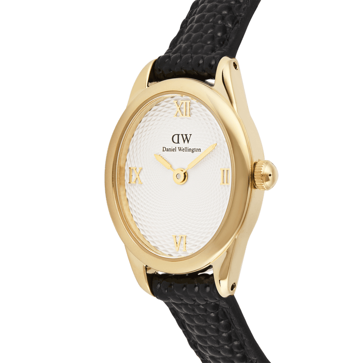 Daniel Wellington Ophelia Mini Black Lizard White Guilloché Gold  DW00100890