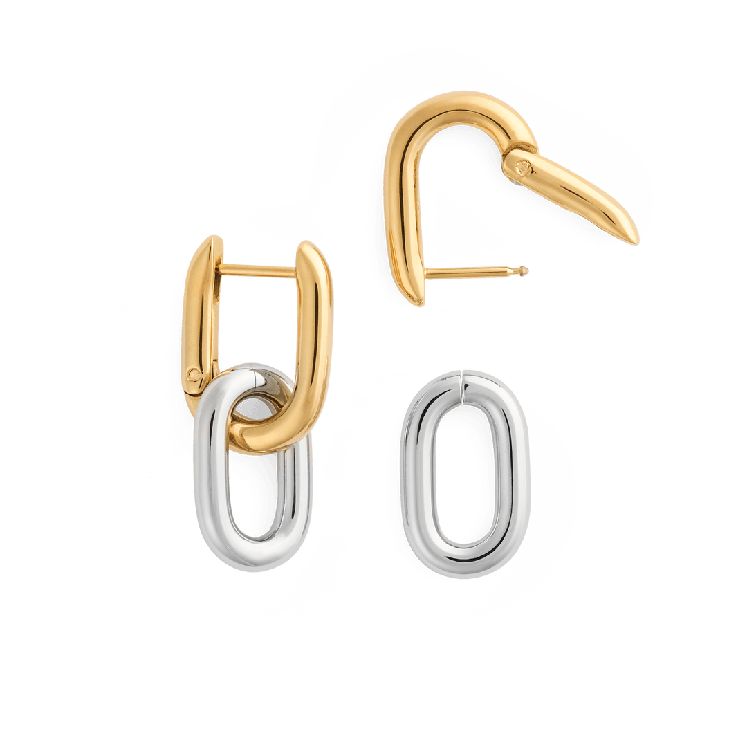 Daniel Wellington Contrast Link Earrings Two Tone Gold DW00401979