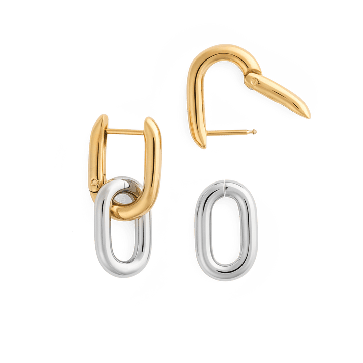 Daniel Wellington Contrast Link Earrings Two Tone Gold DW00401979