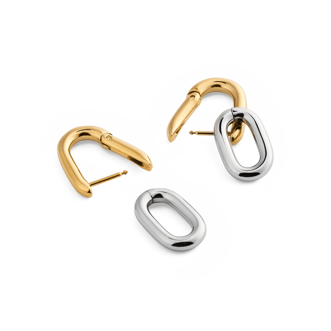 Daniel Wellington Contrast Link Earrings Two Tone Gold DW00401979