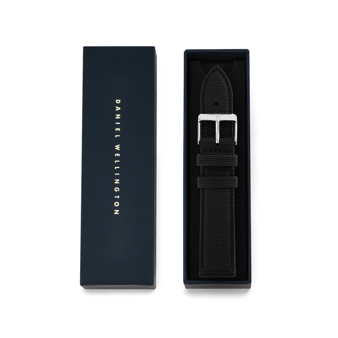 Daniel Wellington Black Canvas Strap Silver