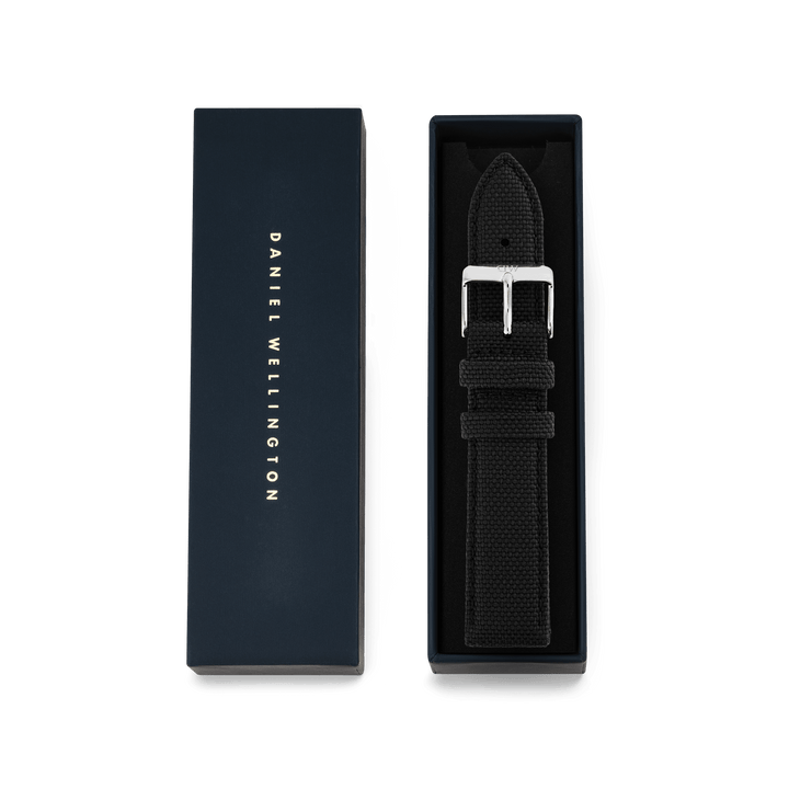 Daniel Wellington Black Canvas Strap Silver