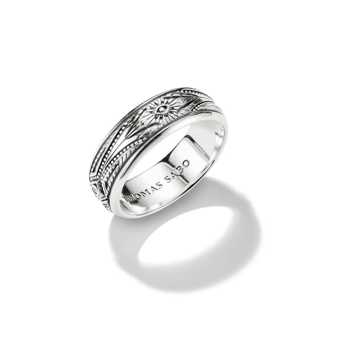 THOMAS SABO Ring with Engravings and White Zirconia Stones TR2526