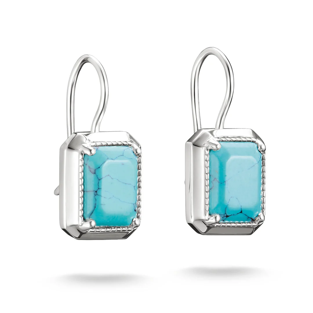 THOMAS SABO Drop Earrings with Turquoise Octagon Stones Silver TH2339TU