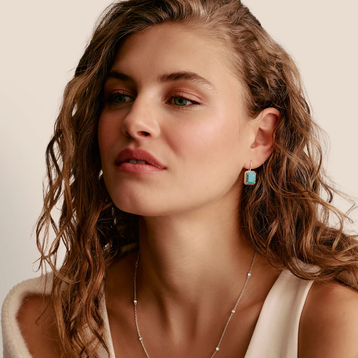 THOMAS SABO Drop Earrings with Turquoise Octagon Stones Silver TH2339TU