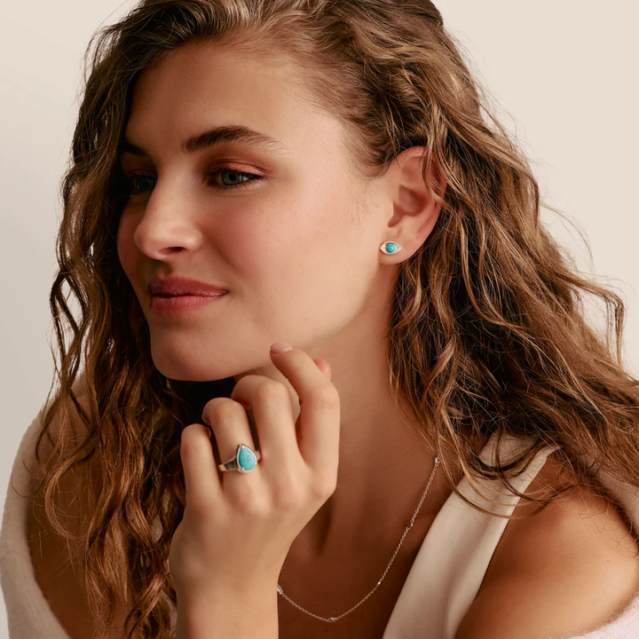 THOMAS SABO Turquoise Eye Stud Earrings Silver TH2343