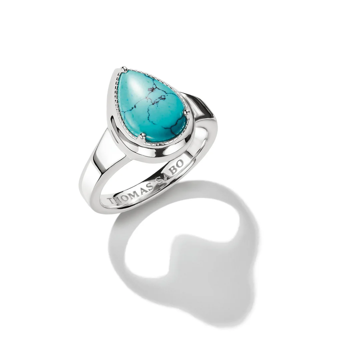 THOMAS SABO Ring with Imitation Turquoise Teardrop Stone Silver TR2522TU