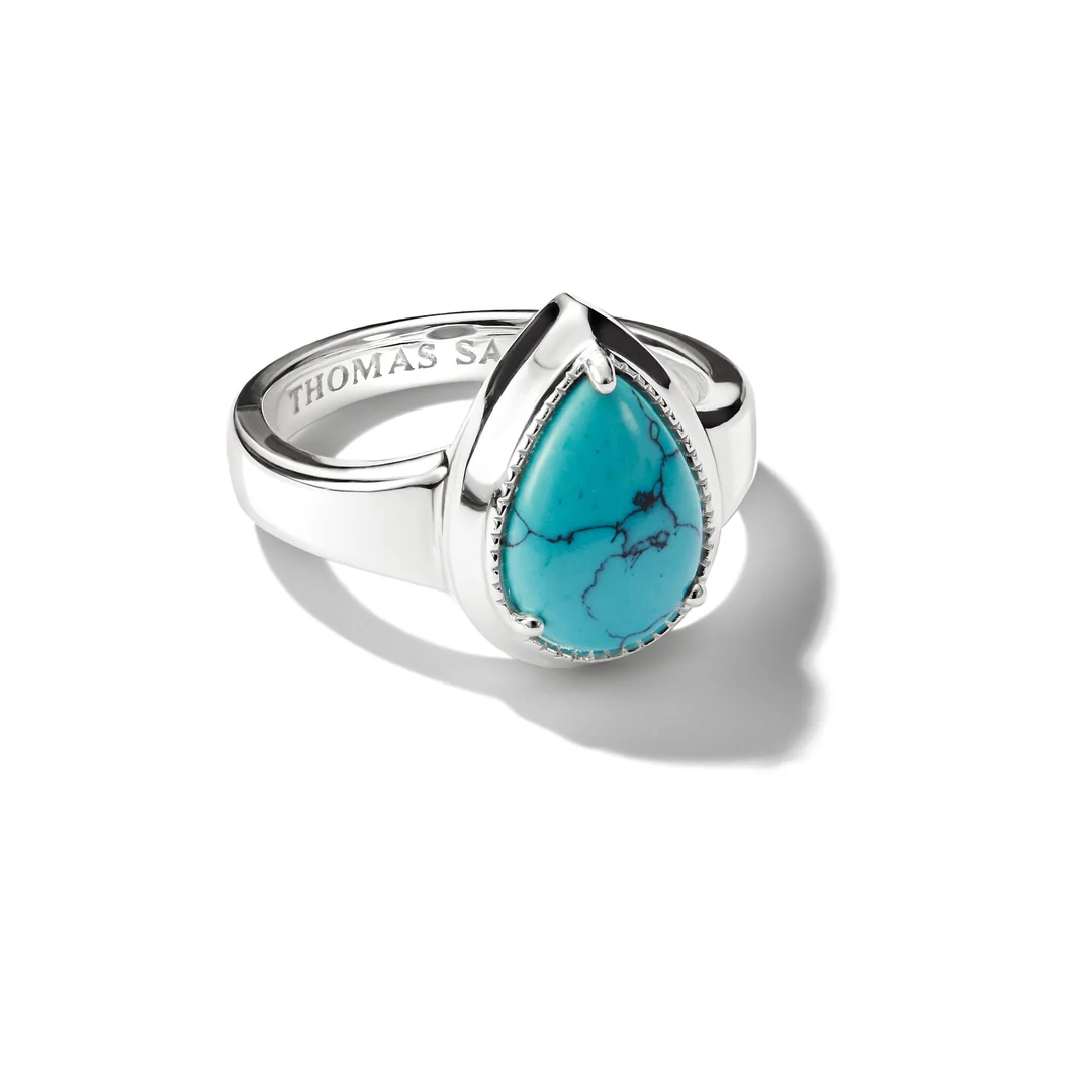 THOMAS SABO Ring with Imitation Turquoise Teardrop Stone Silver TR2522TU