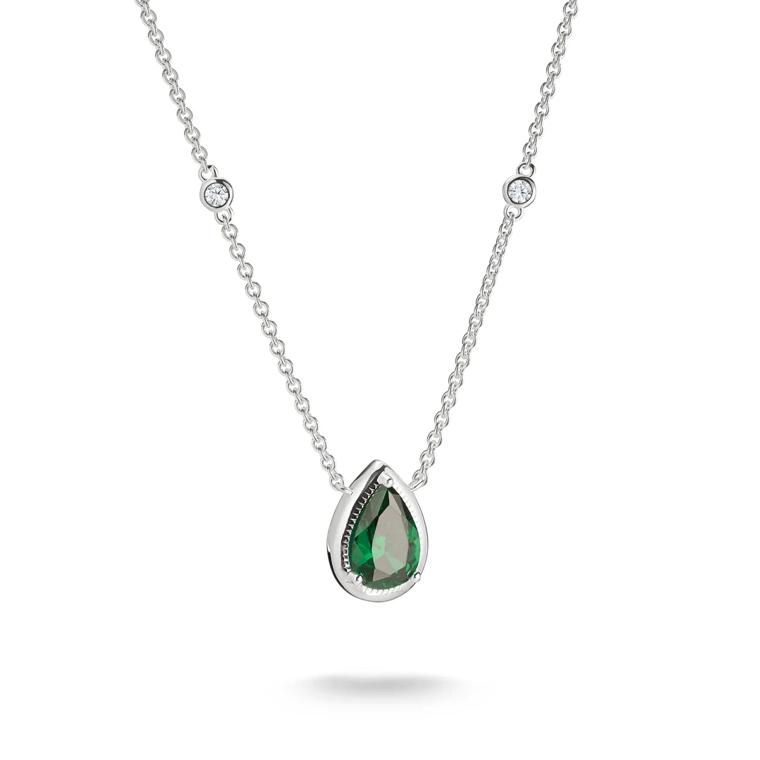 THOMAS SABO Necklace with Green Teardrop Stone Silver TKE2331GR