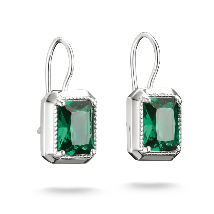 THOMAS SABO Drop Earrings with Green Octagon Stones Silver TH2339GR
