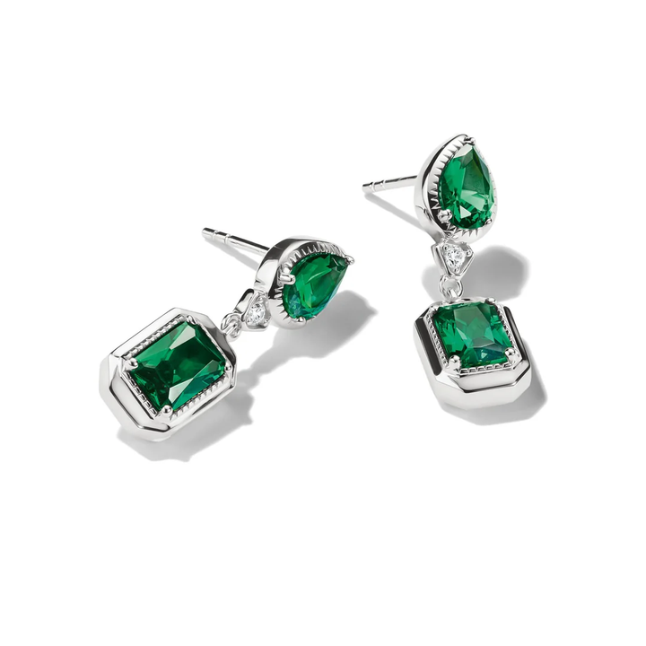 THOMAS SABO Stud Earrings with Green Octagon Stones Silver TH2334GR