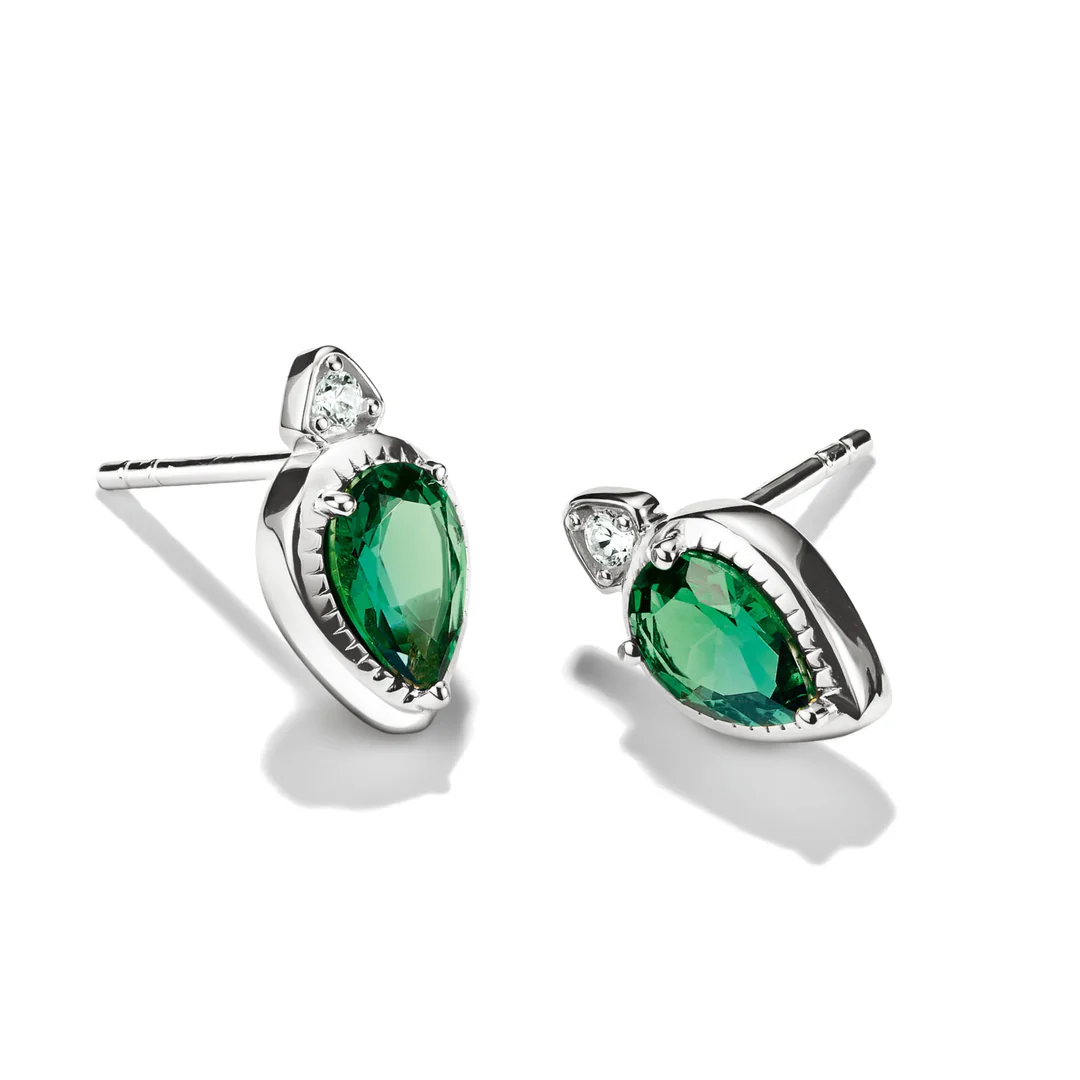 THOMAS SABO Stud Earrings with Green Teardrop Stones Silver TH2333GR