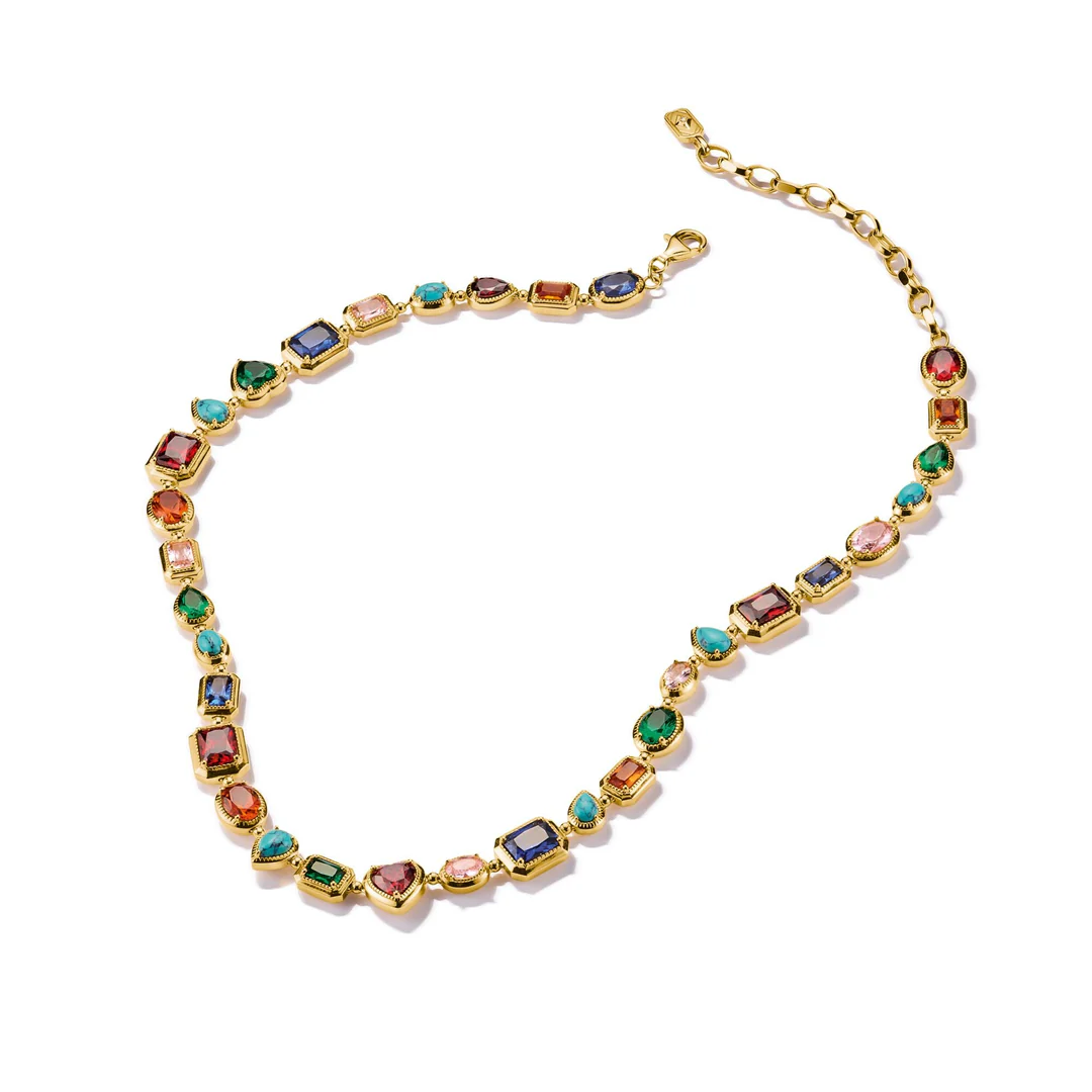 THOMAS SABO Necklace with Multi-coloured Faceted Stones TKE2341MCY