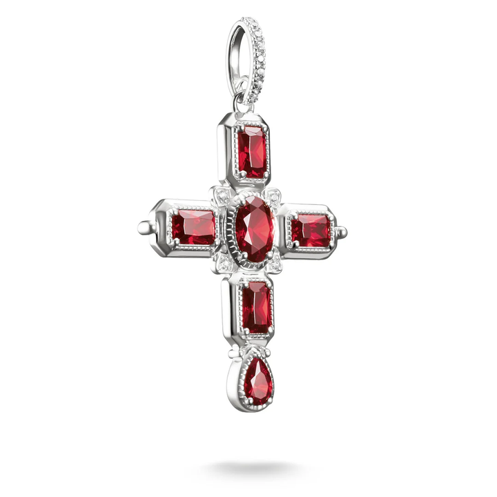THOMAS SABO Cross Pendant with Red Zirconia Stones Silver TPE987RE