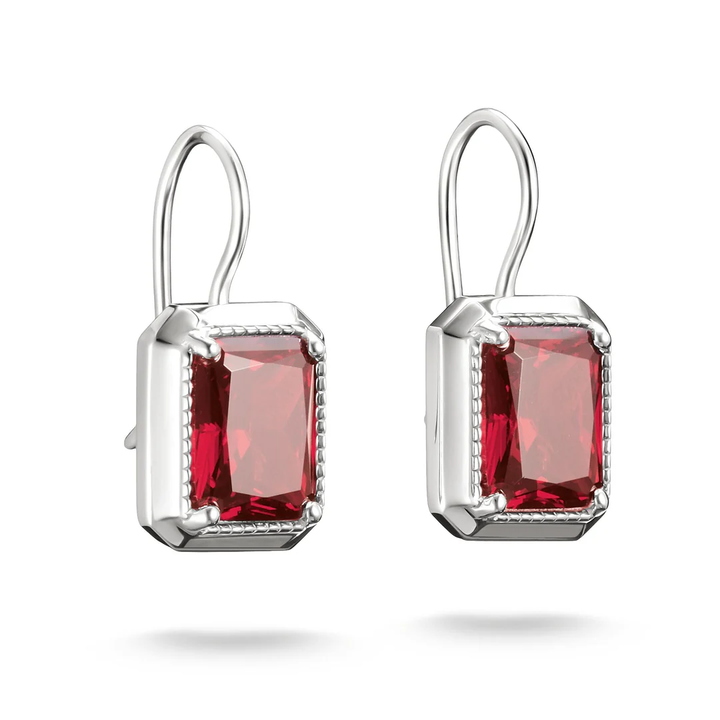 THOMAS SABO Drop Earrings with Red Octagon Stones Silver TH2339RE