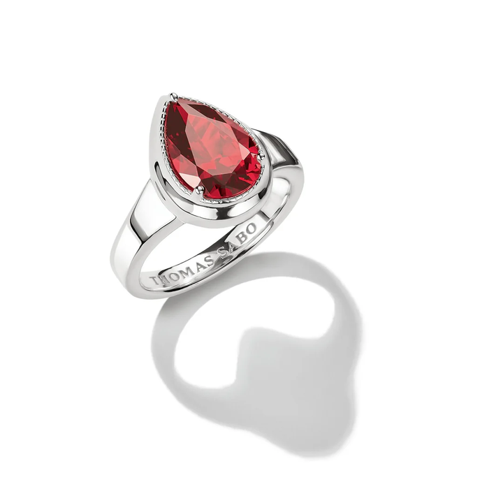 THOMAS SABO Ring with Red Teardrop Zirconia Stone Silver TR2522RE