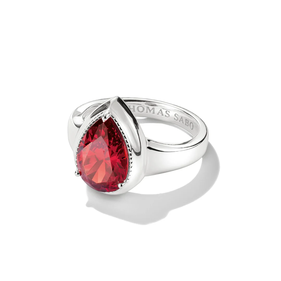 THOMAS SABO Ring with Red Teardrop Zirconia Stone Silver TR2522RE