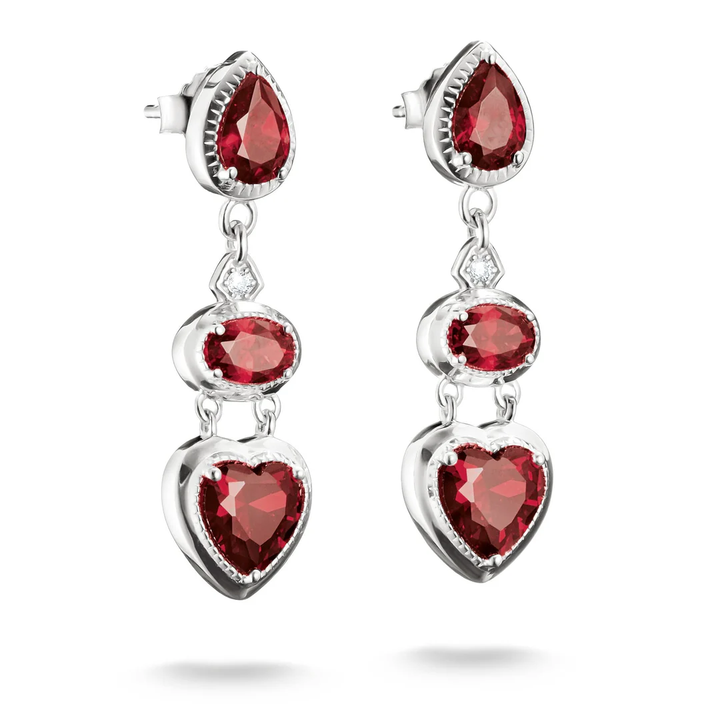 THOMAS SABO Drop Earrings with Red Heart Stones Silver TH2341RE
