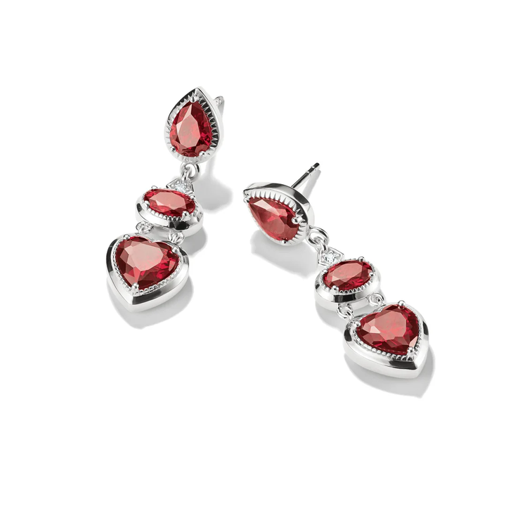 THOMAS SABO Drop Earrings with Red Heart Stones Silver TH2341RE