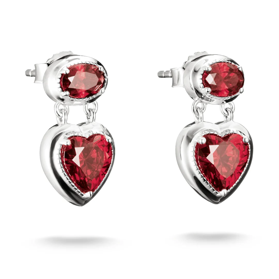 THOMAS SABO Stud Earrings with Red Heart Stones Silver TH2340RE