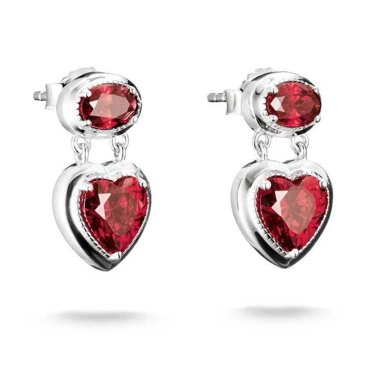 THOMAS SABO Stud Earrings with Red Heart Stones Silver TH2340RE