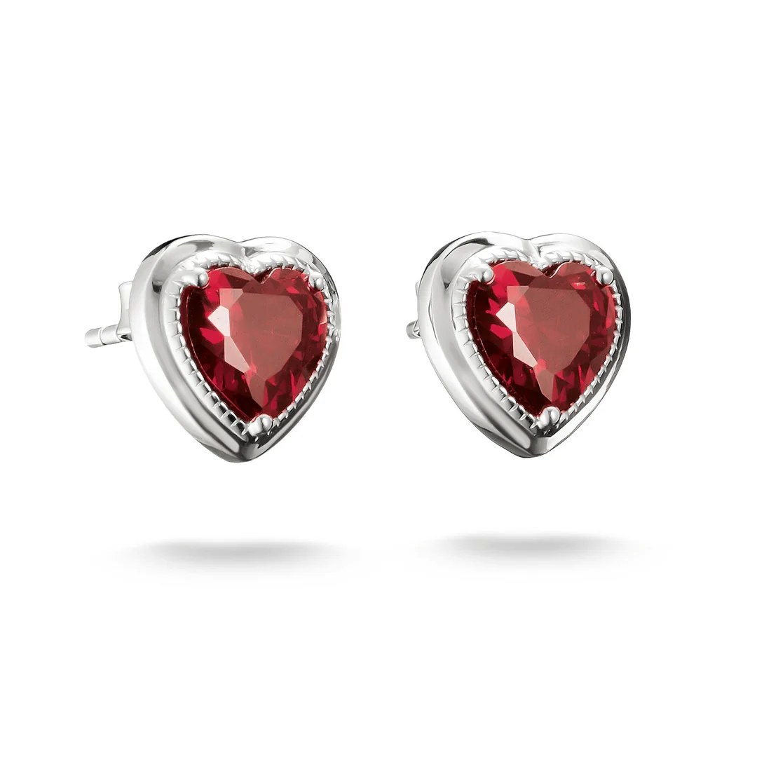 THOMAS SABO Small Red Heart Stud Earrings Silver TH2344RE