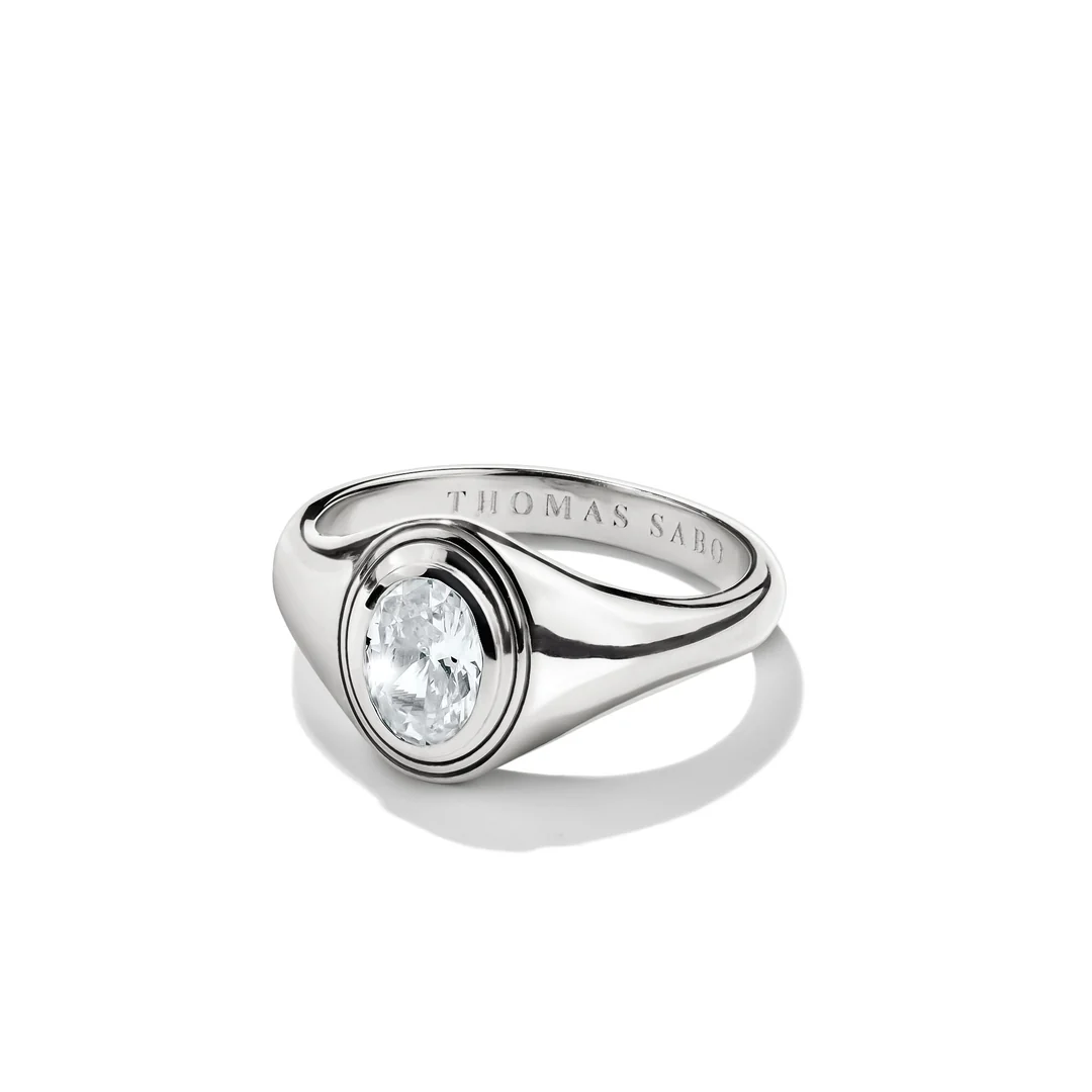 THOMAS SABO Ring with Oval White Zirconia Stone Silver TR2523
