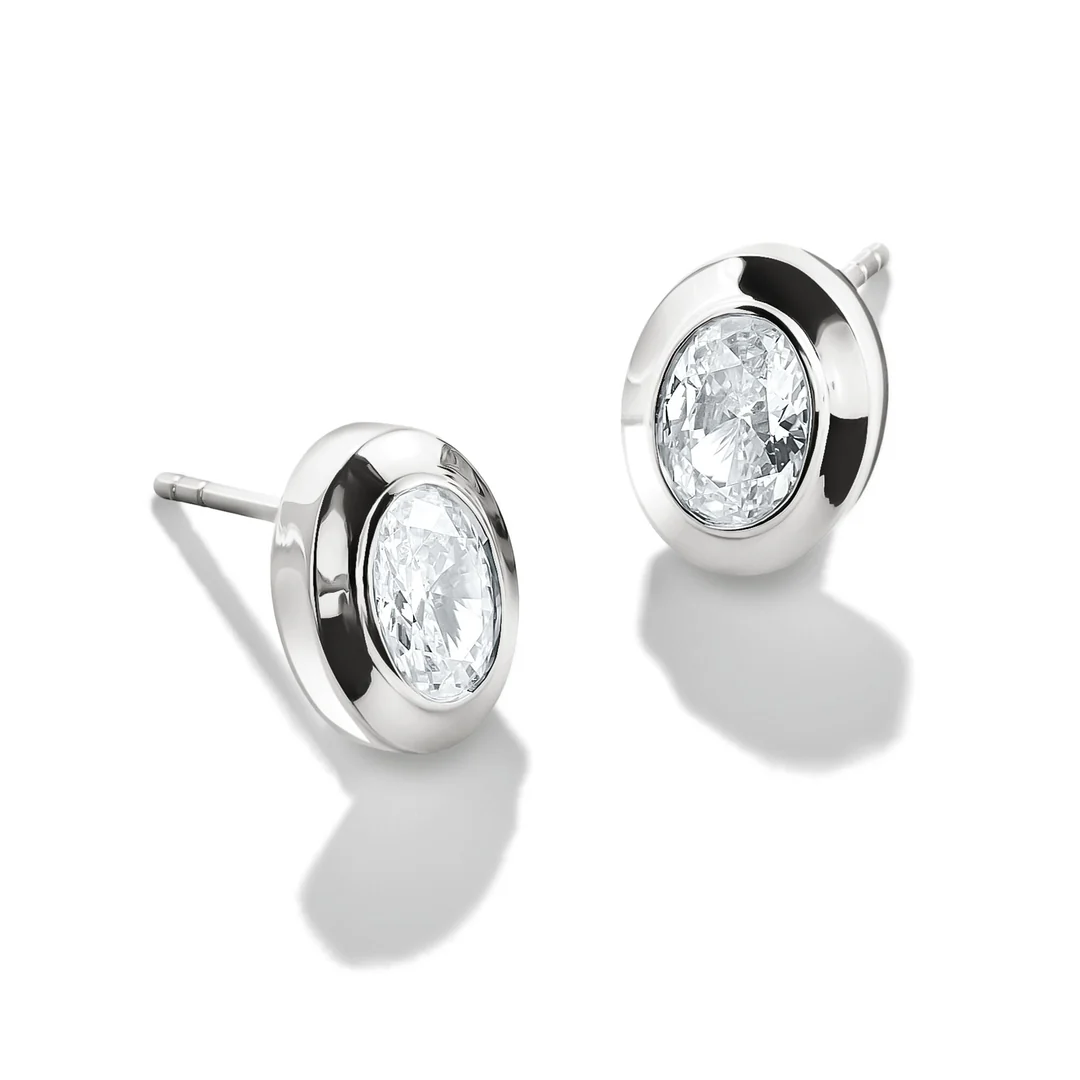 THOMAS SABO Oval Stud Earrings with Zirconia Stones Silver TH2342