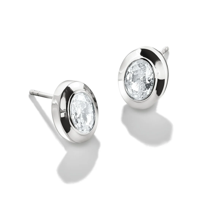 THOMAS SABO Oval Stud Earrings with Zirconia Stones Silver TH2342
