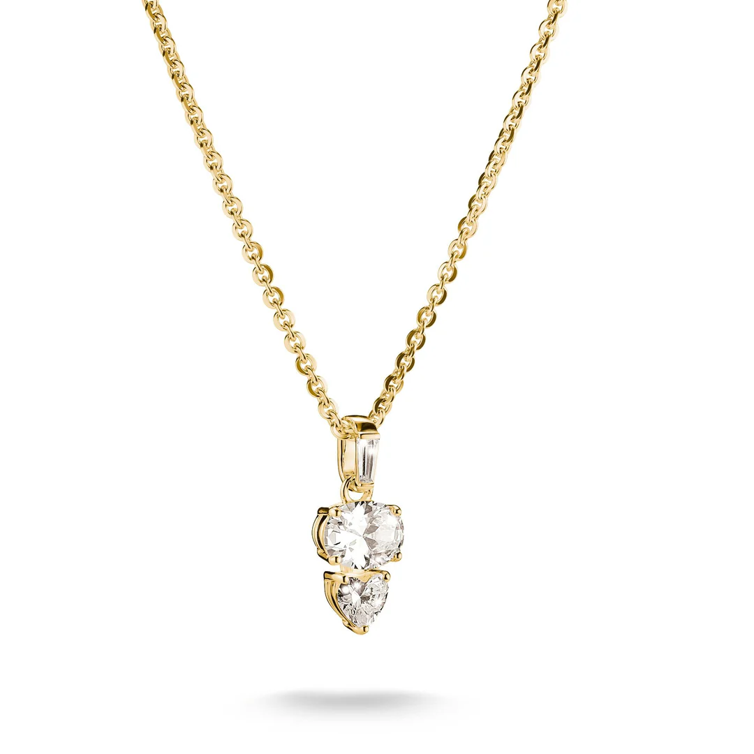 THOMAS SABO Necklace with Oval and Heart Zirconia Stones Gold TKE2363Y